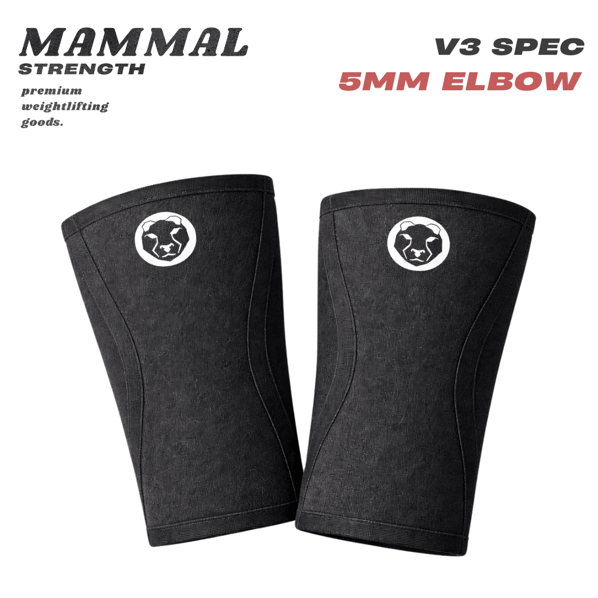 Mammal V3 5mm elbow sleeves, branding pair with logo detail
