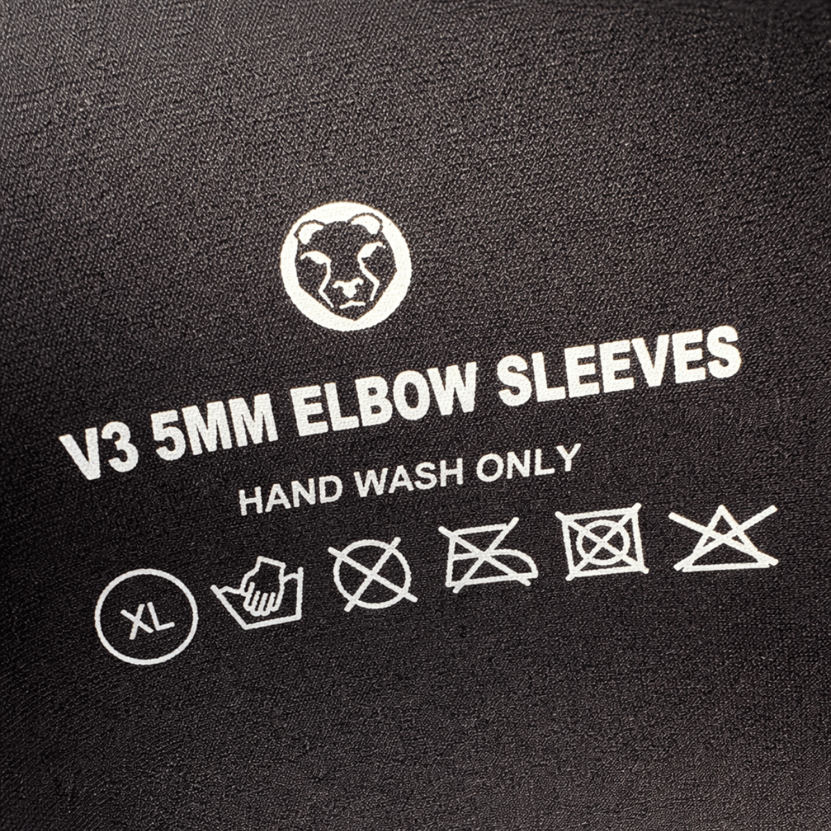 Care label on Mammal V3 5mm elbow sleeves