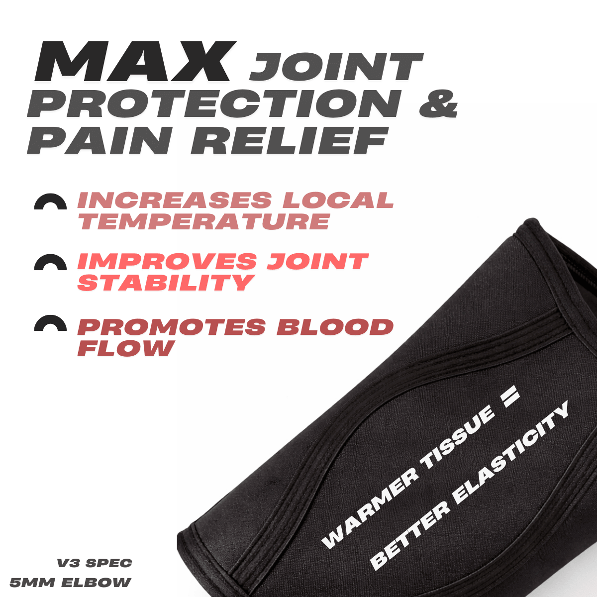 Mammal V3 5mm elbow sleeves performance benefits infographic