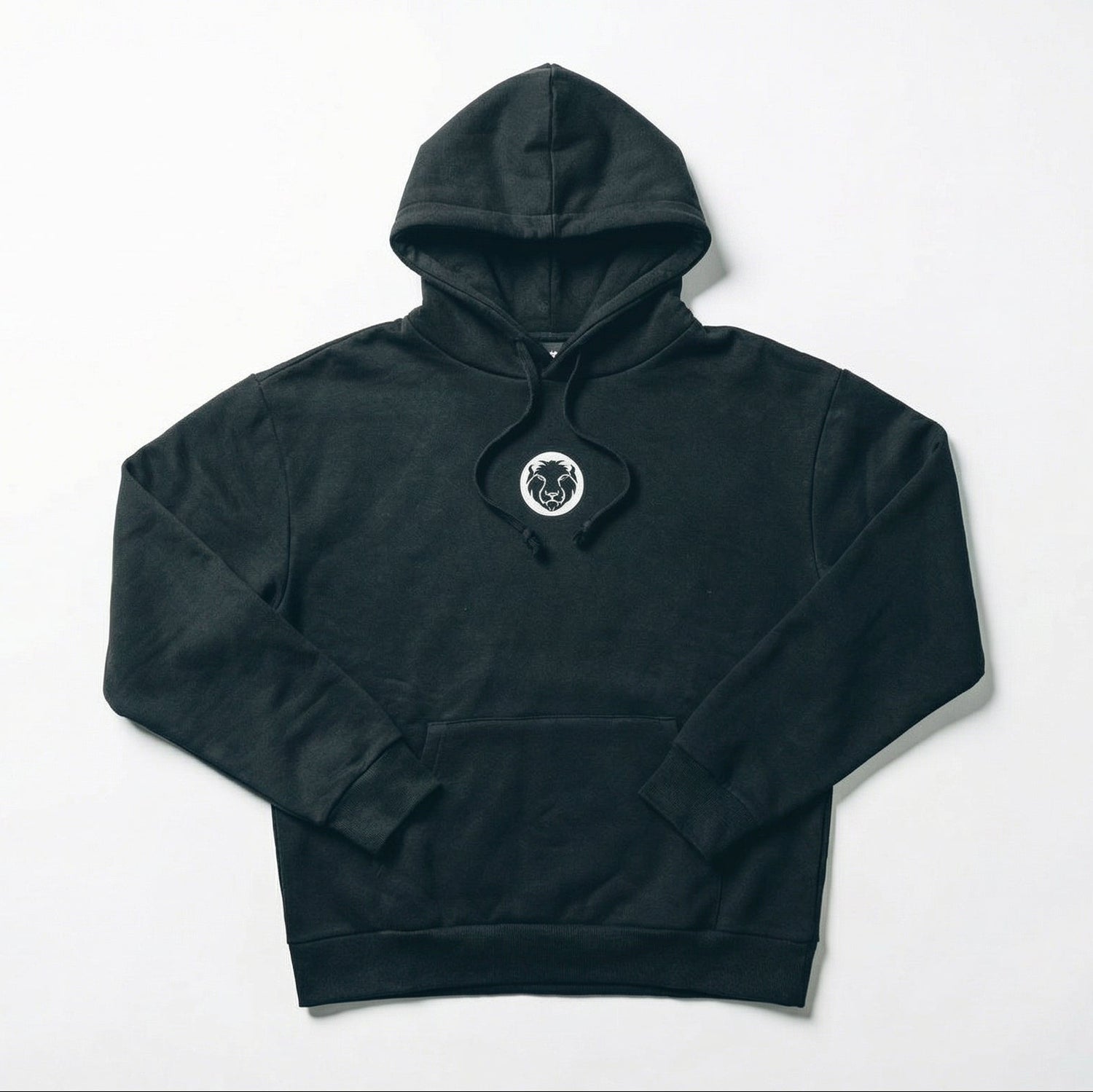 Mammal Strength black training hoodie flat lay on white background – premium gym and weightlifting apparel