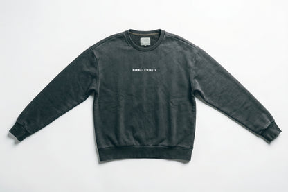 Mammal Strength black training sweatshirt flat lay on white background – premium gym and weightlifting apparel