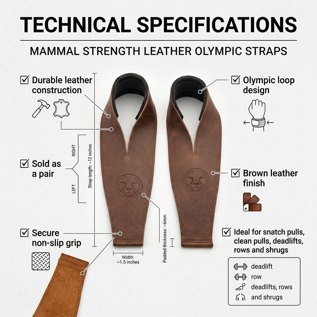 Mammal Olympic lifting straps, studio product shot