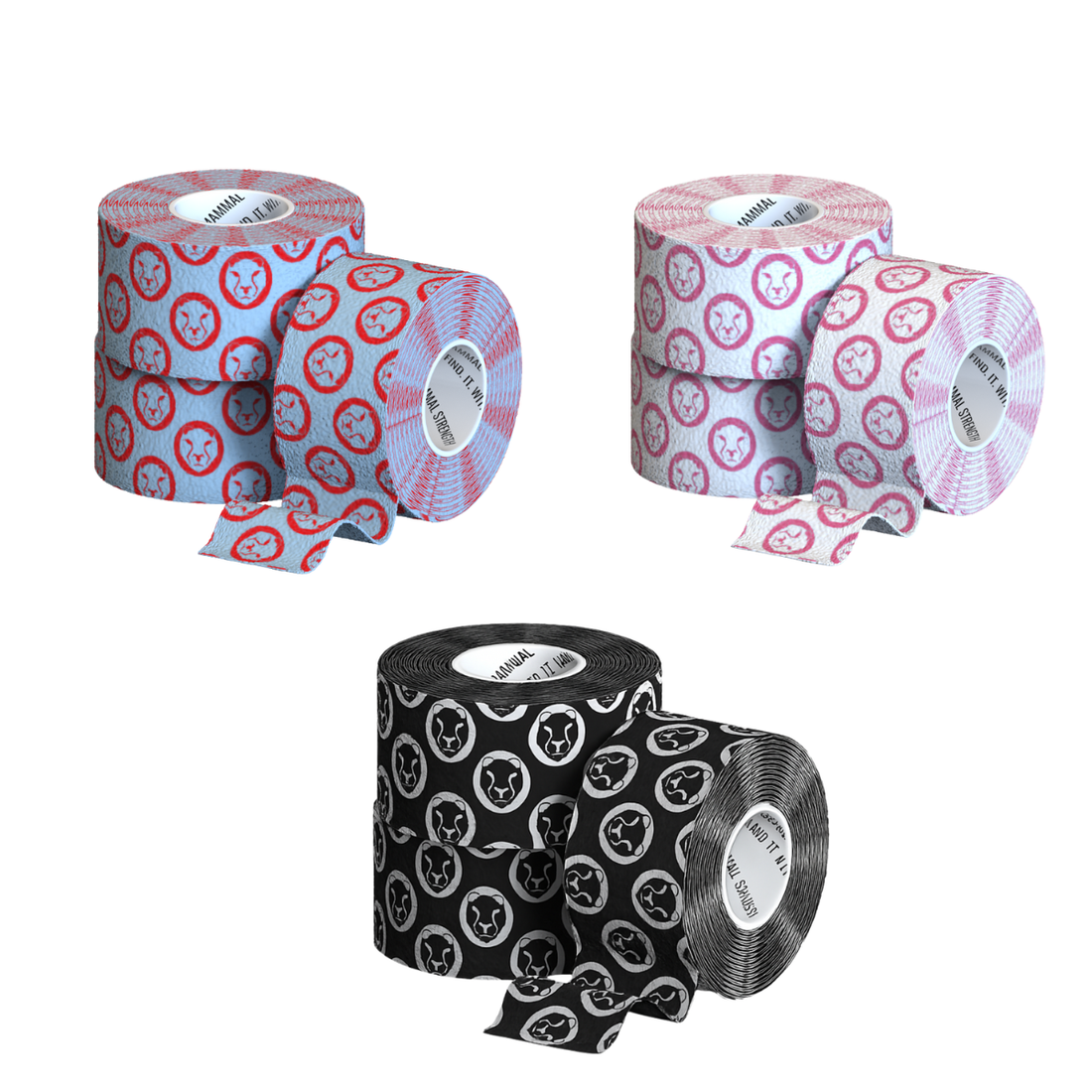 Assorted rolls of Weightlifting Tape with different patterns on a white background