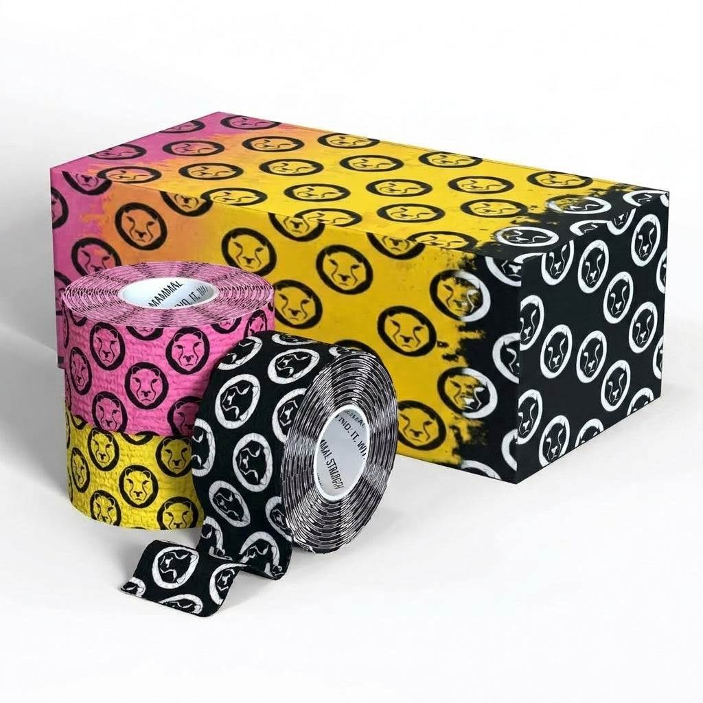 Mammal Tape 5-Metre Rolls 3-Pack Multi Spec 2.0, flat lay product shot – Mammal Strength