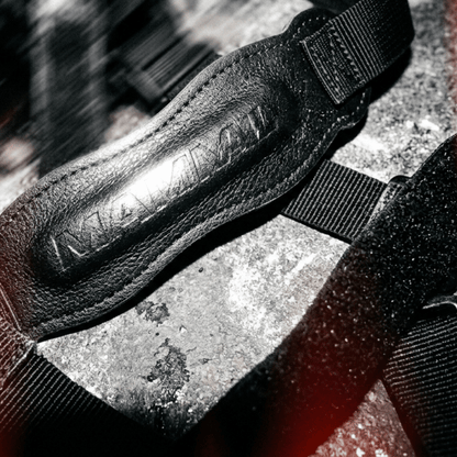 Mammal Strength patella knee strap close up showing padded patellar tendon support cushion