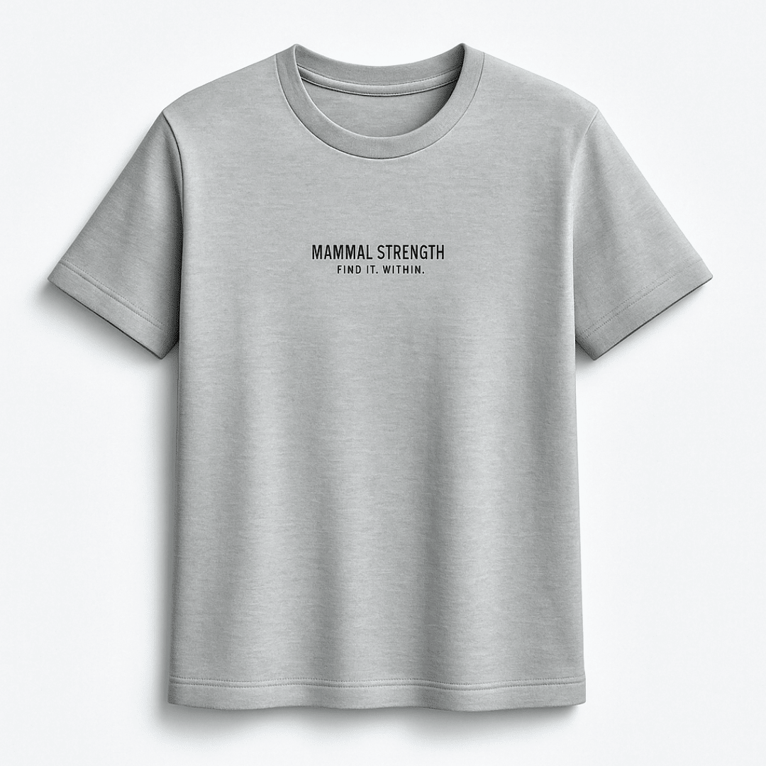 Grey print unisex gym tee for CrossFit and strength training – Mammal Strength