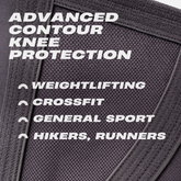 Advanced contour knee protection design on Mammal Strength V3 5mm knee sleeves for weightlifting and training
